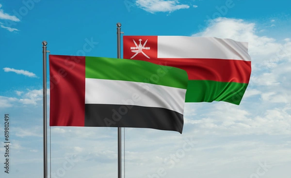 Fototapeta Oman and  United Arab Emirates, UAE flag