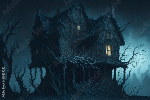 Fototapeta haunted house in the woods