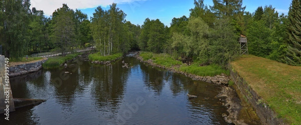 Fototapeta View of the river Gavlean in Gävle, Sweden, Europe
