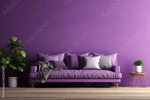 Fototapeta purple sofa in a room with a sofa