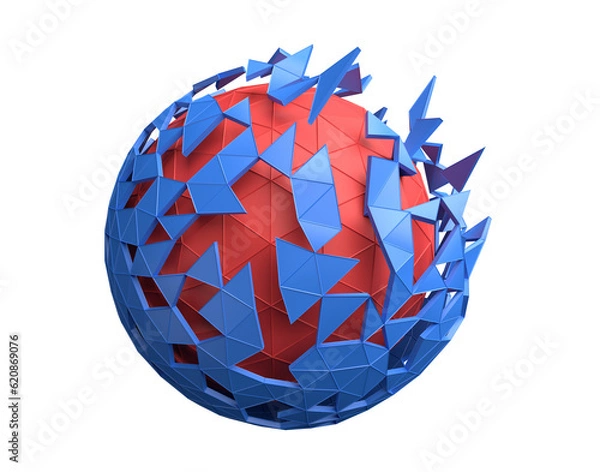 Fototapeta Abstract blue and red sphere, 3d render