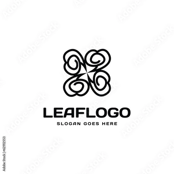 Fototapeta Minimalist leaf logo design template label