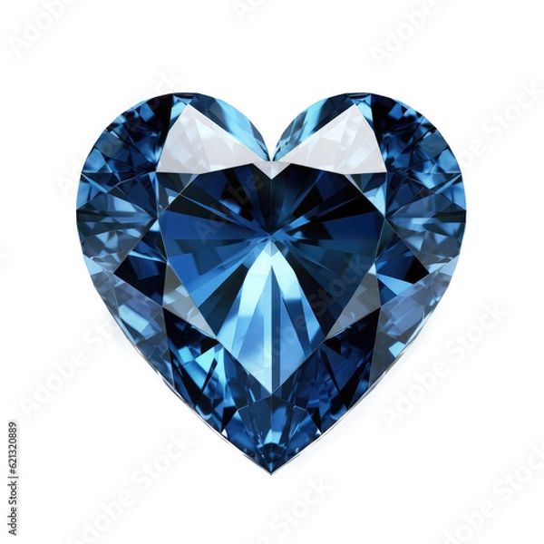 Fototapeta heart shaped blue sapphire realistic , isolated on transparent background, PNG