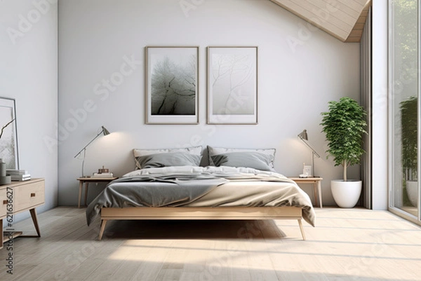 Obraz interior design , Scandinavian bedroom