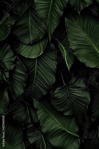 Fototapeta Dark leaf pattern background