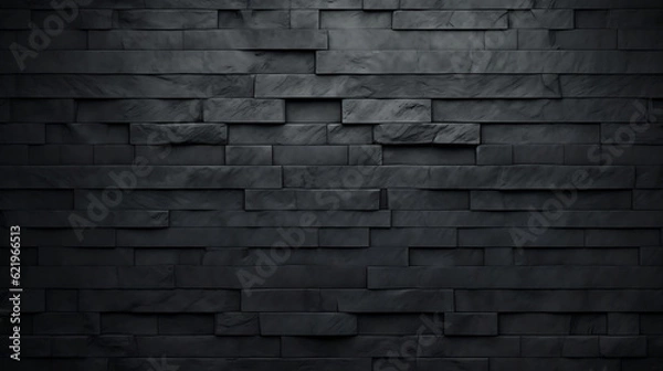 Fototapeta Corrugated rectangle geometric dark black anthracite stone concrete texture background, Generative Ai