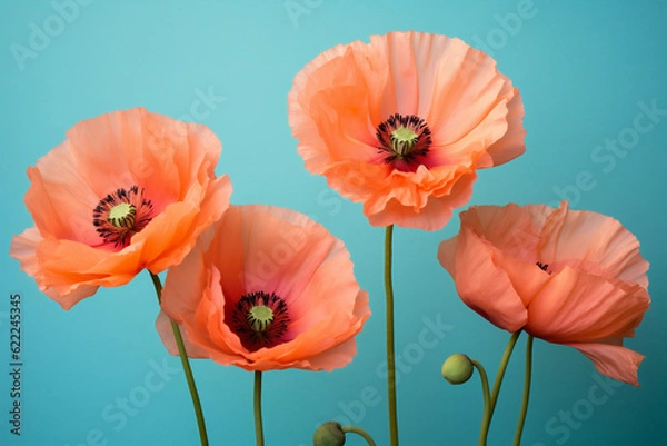 Fototapeta Flowers blossom poppy nature red