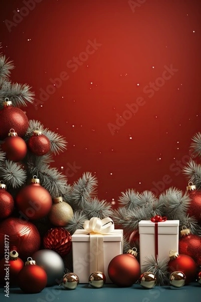 Fototapeta Illustration of Christmas background, AI Generated