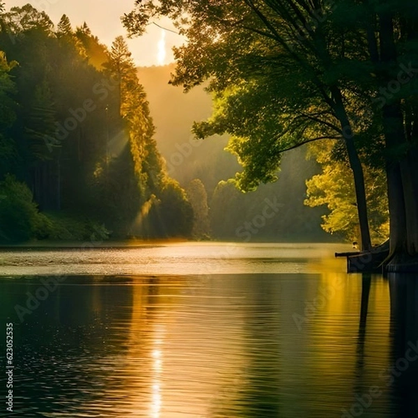 Fototapeta morning on the lake