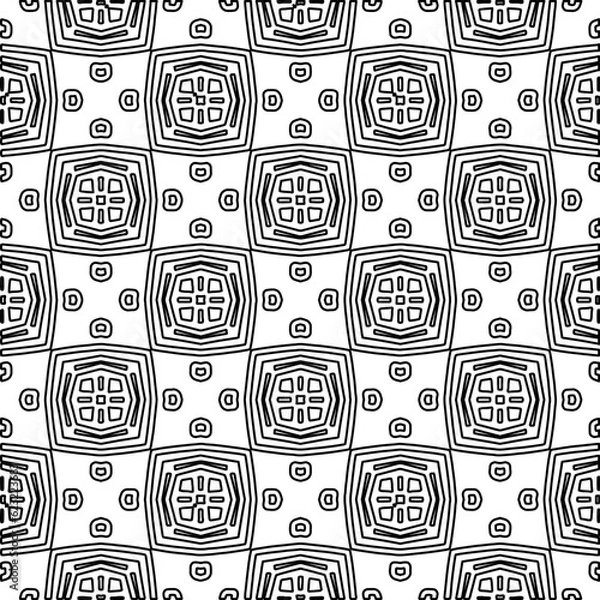 Fototapeta Stylish texture with figures from lines. Abstract geometric black and white pattern for web page, textures, card, poster, fabric, textile. Monochrome graphic repeating design. 