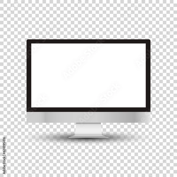 Fototapeta Realistic computer monitor isolated on transparent background. Vector layout. Vector illustration.