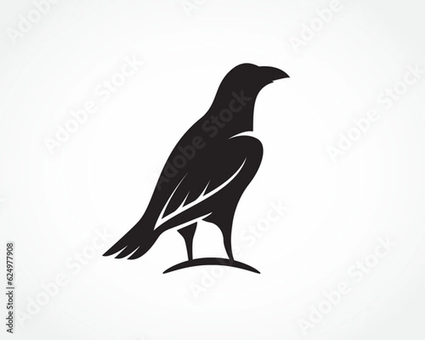 Fototapeta simple stand back view raven bird logo symbol design template illustration inspiration