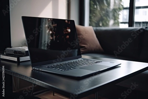 Fototapeta Modern laptop in room on table. Generative AI