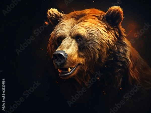 Fototapeta Ursus Portrait, A Majestic Illustration of a Dangerous Grizzly Bear, Generative AI