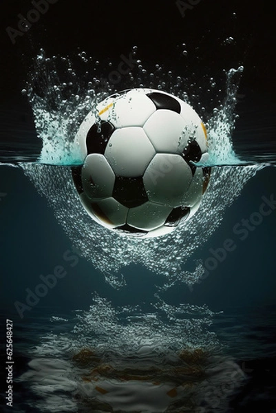 Obraz ai generated illustration football soccer ball  in the water