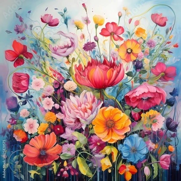 Fototapeta Discover the joy of blooming art with serene flower paintings. Explore our captivating illustrations for a vibrant and peaceful experience. 🌺🎨 #FlowerPainting #ArtisticBliss