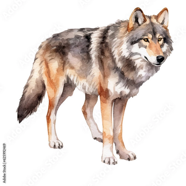 Obraz AI-Generated illustration of a Wolf- Watercolor Style