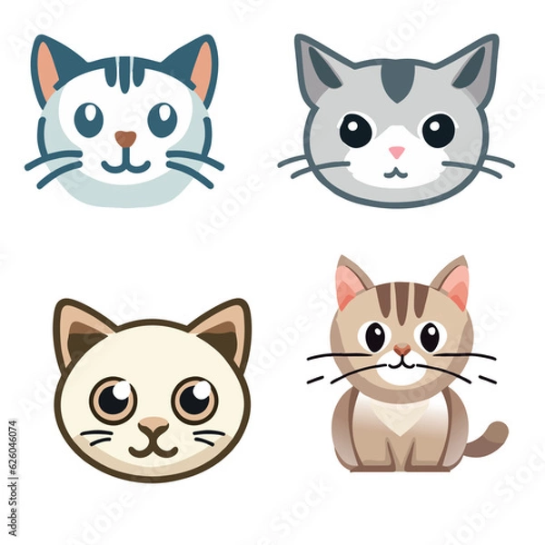 Fototapeta Cat Faces Line art Clipart