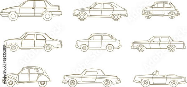 Fototapeta Sketch vector illustration of family suv car design view from side