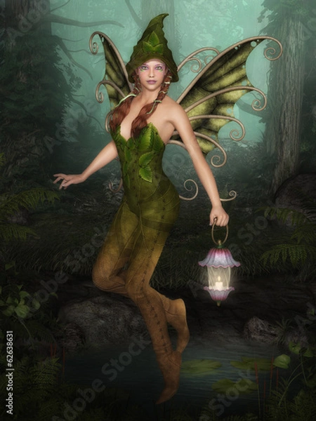 Fototapeta Forest Fairy with lantern