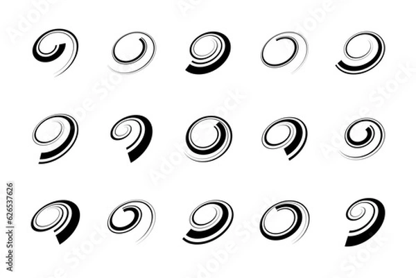 Fototapeta Set of Spiral Design Elements. Abstract Whirl Icons.