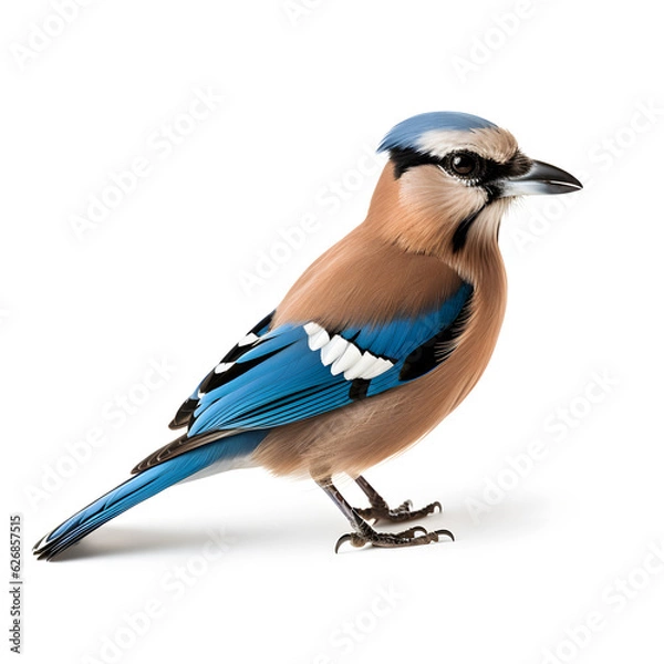 Fototapeta Eurasian jay on white background