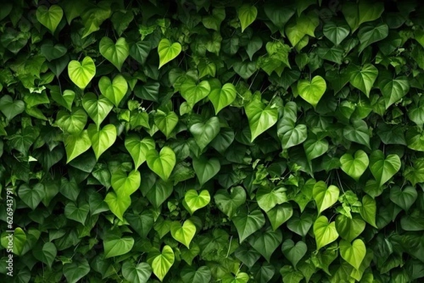 Fototapeta Abstract Ivy Branches Pattern on Green Textured Wall Background