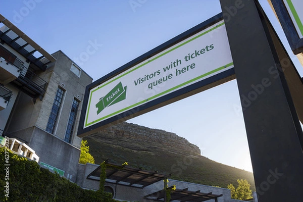 Fototapeta Ticket queue to go up Table Mountain