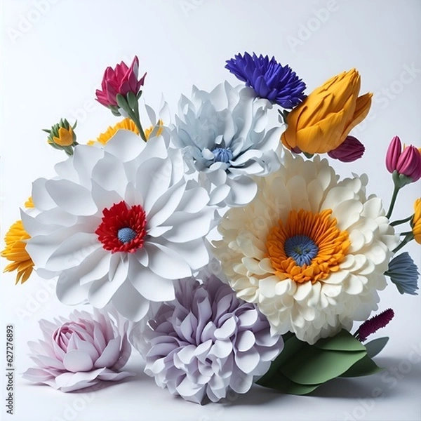 Fototapeta bouquet of flowers on white