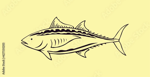 Fototapeta fish vector hand drawn, fish illustration design can be used logo and web icon