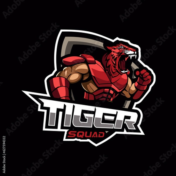 Obraz Esport Gaming Badge Spirit Tiger Mascot Illustration Design