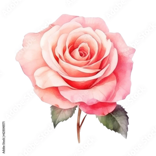 Fototapeta Watercolor rose flower isolated