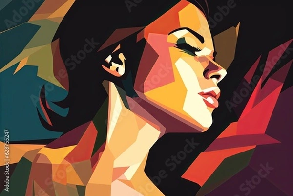 Fototapeta Bold Sleek Graphical Minimalist Female Profile Design