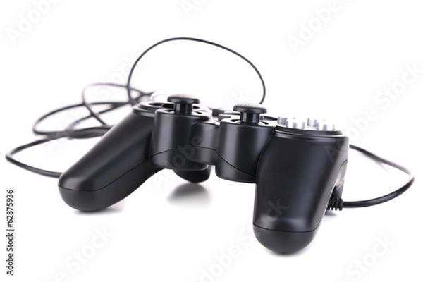 Obraz Black game controller isolated on white