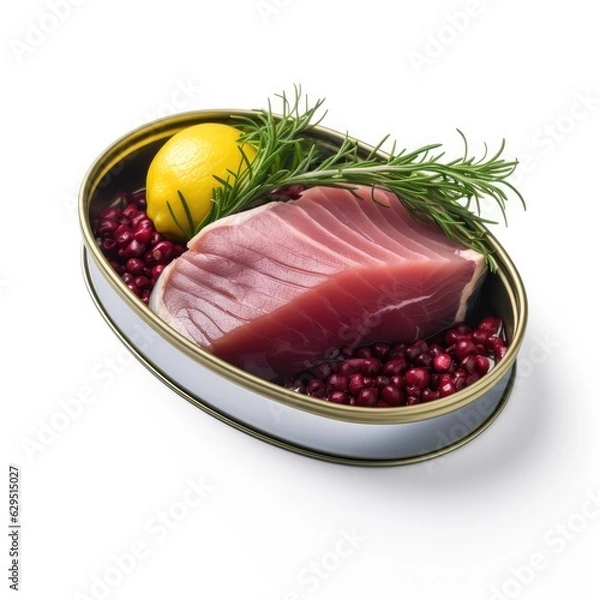 Fototapeta Tuna isolated on white background. Generative AI