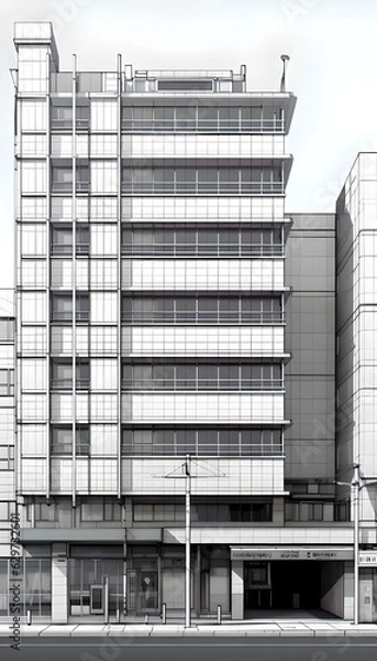 Fototapeta Orthographic Tokyo Japan Orthographic View Building.