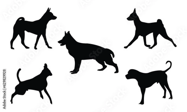 Fototapeta dog silhouette on white background