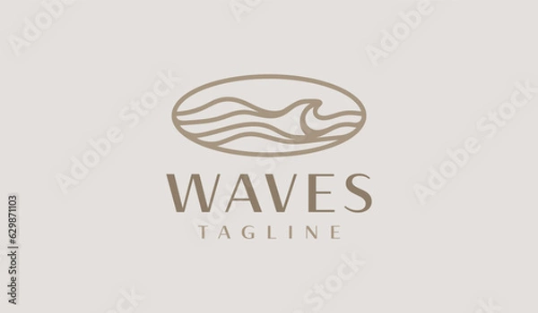 Fototapeta Waves Monoline Logo Template. Universal creative premium symbol. Vector illustration. Creative Minimal design template. Symbol for Corporate Business Identity