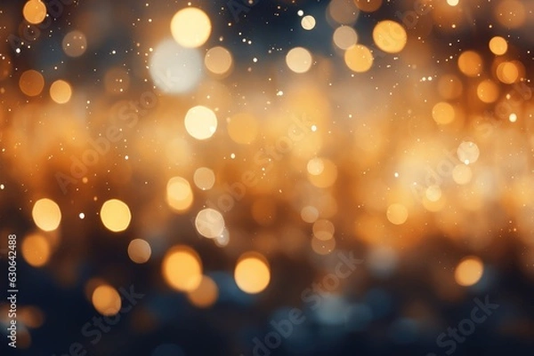 Fototapeta Abstract gold bright light glittering bokeh blur background. Generative AI