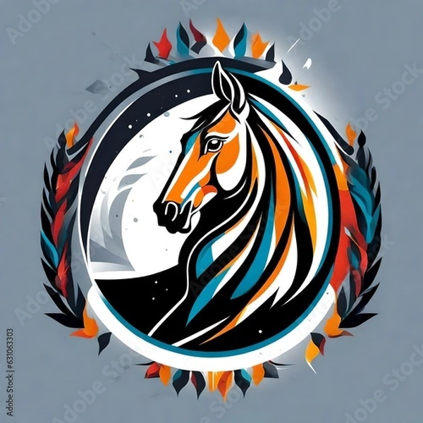 Fototapeta A logo for a business or sports team featuring a HORSE  
that is suitable for a t-shirt graphic.