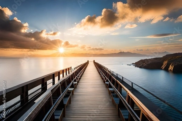 Fototapeta sunset over the pier