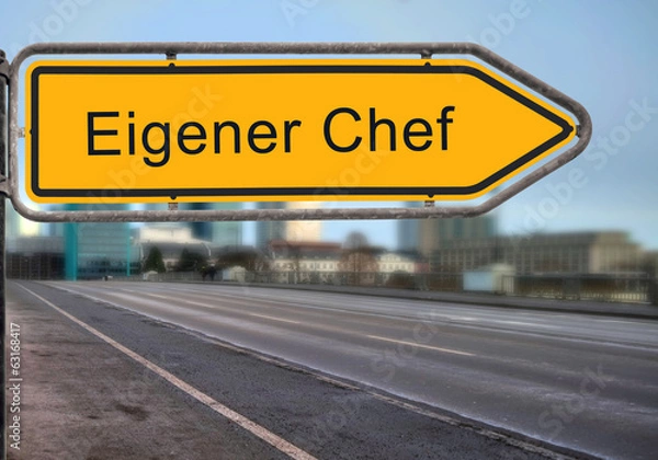 Fototapeta Strassenschild 14 - Eigener Chef