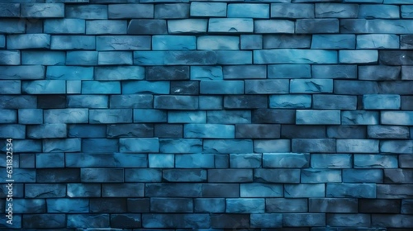 Fototapeta Close Up of a Brick Wall in cyan Colors. Vintage Background
