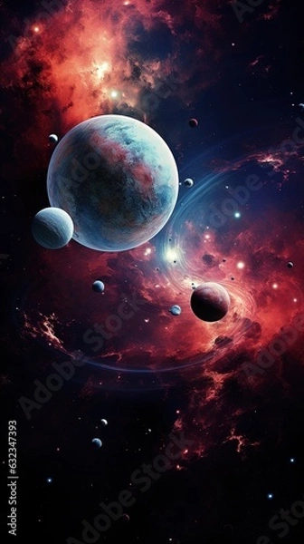 Fototapeta Cosmic Dance A Spectacular Space View Stellar Encounters Moon and Planets in the Cosmos