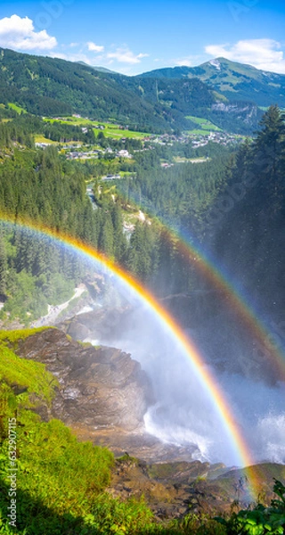 Fototapeta Krimml Waterfalls on sunny summer day. High Tauern National Park, Austrian Alps, Austria