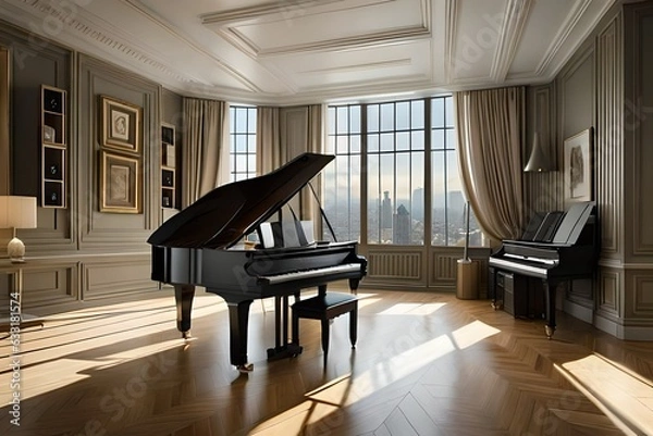 Fototapeta grand piano in the room generated by AI tool