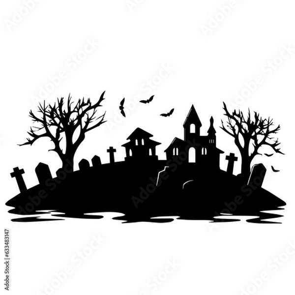 Fototapeta cemetery or graveyard. Silhouettes of gravestones