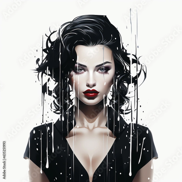 Fototapeta Portrait of the woman witch and vampire Halloween the evil force logo concept of guile betrayal