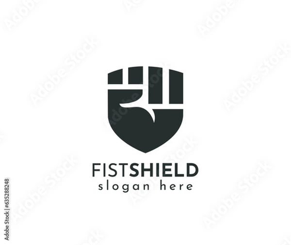 Fototapeta Fist Shield Security logo design