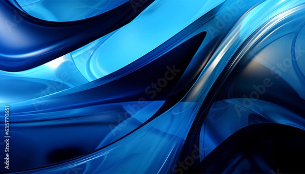 Fototapeta Abstract waves, dark blue background, 3D Render